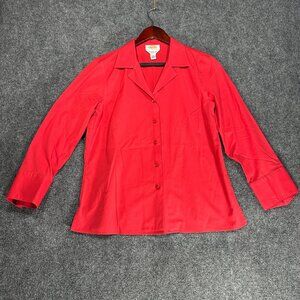 Talbots Shirt Womens 10 Red Cotton Stretch Button Up Blouse Wrinkle Resistant